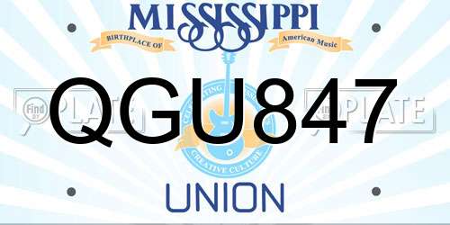 QGU847 Mississippi License Plate