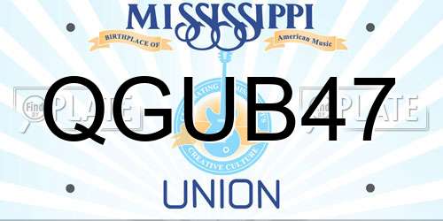 QGUB47 Mississippi License Plate