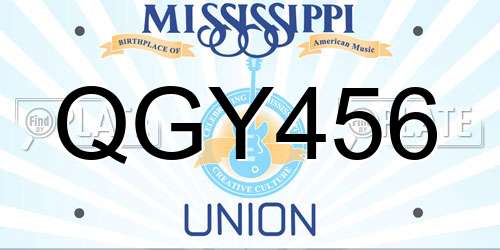 QGY456 Mississippi License Plate