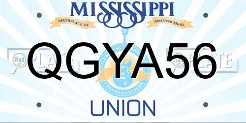 QGYA56 Mississippi License Plate