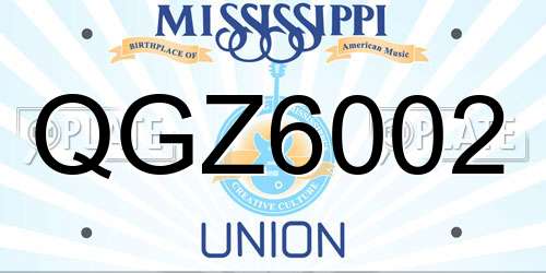 QGZ6002 Mississippi License Plate