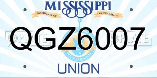 QGZ6007 Mississippi License Plate
