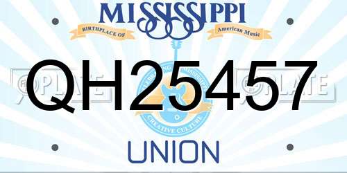 QH25457 Mississippi License Plate
