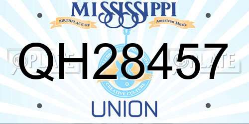 QH28457 Mississippi License Plate