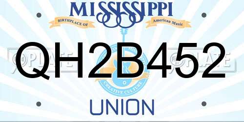 QH2B452 Mississippi License Plate
