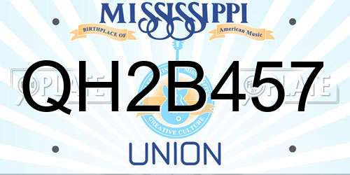 QH2B457 Mississippi License Plate
