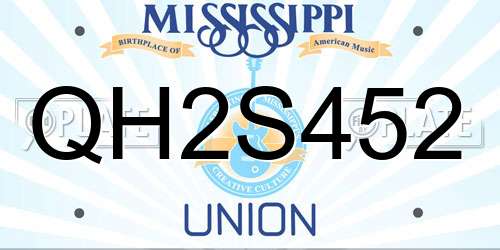 QH2S452 Mississippi License Plate