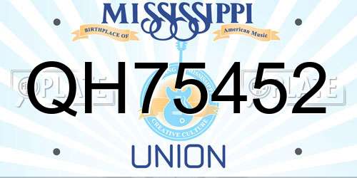 QH75452 Mississippi License Plate