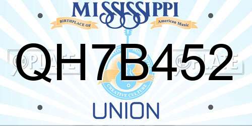 QH7B452 Mississippi License Plate