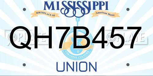 QH7B457 Mississippi License Plate
