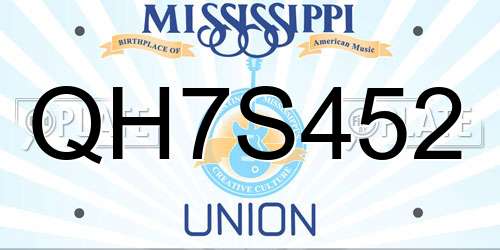 QH7S452 Mississippi License Plate