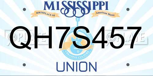 QH7S457 Mississippi License Plate