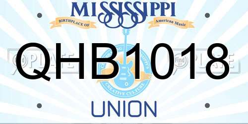 QHB1018 Mississippi License Plate