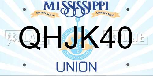 QHJK40 Mississippi License Plate