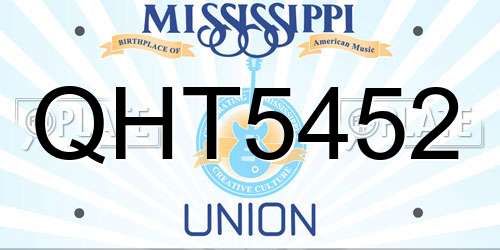 QHT5452 Mississippi License Plate