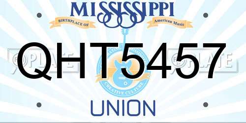 QHT5457 Mississippi License Plate