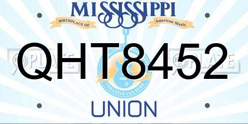 QHT8452 Mississippi License Plate