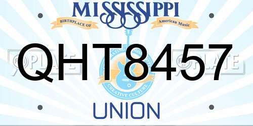 QHT8457 Mississippi License Plate