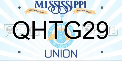 QHTG29 Mississippi License Plate