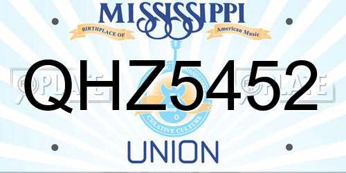 QHZ5452 Mississippi License Plate