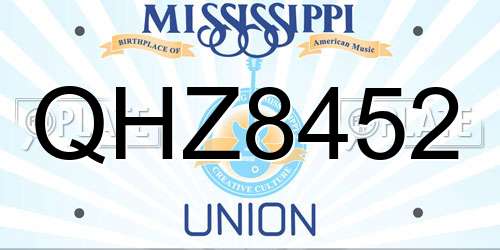 QHZ8452 Mississippi License Plate