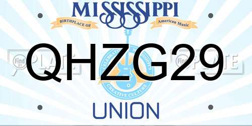 QHZG29 Mississippi License Plate