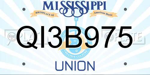 QI3B975 Mississippi License Plate