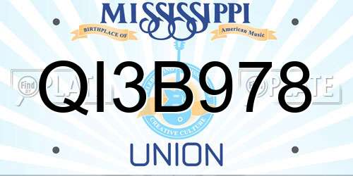 QI3B978 Mississippi License Plate
