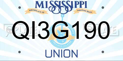 QI3G190 Mississippi License Plate
