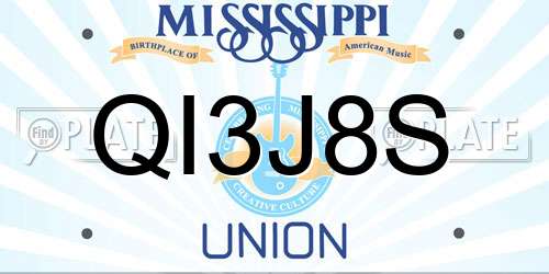 QI3J8S Mississippi License Plate