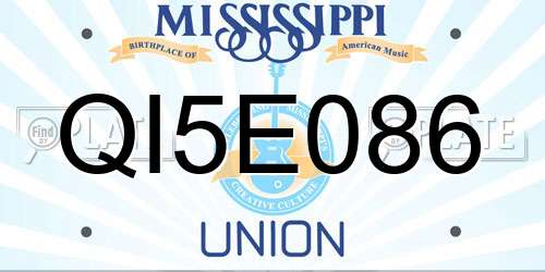 QI5E086 Mississippi License Plate