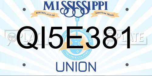 QI5E381 Mississippi License Plate