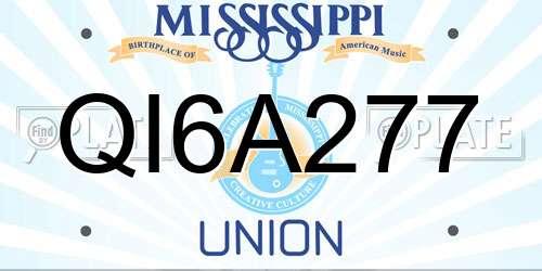 QI6A277 Mississippi License Plate