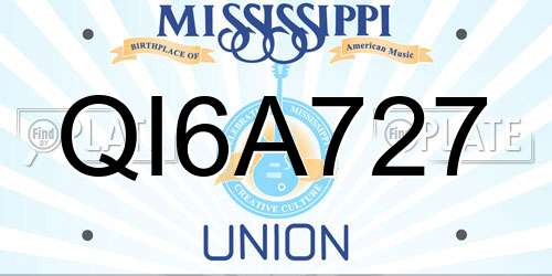 QI6A727 Mississippi License Plate