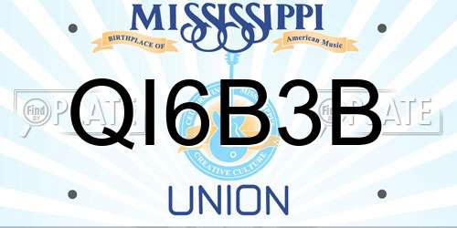 QI6B3B Mississippi License Plate