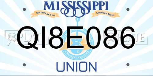 QI8E086 Mississippi License Plate
