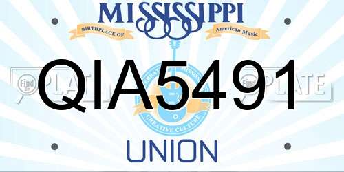 QIA5491 Mississippi License Plate