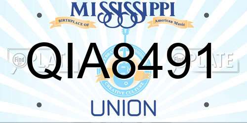 QIA8491 Mississippi License Plate