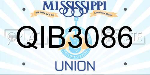 QIB3086 Mississippi License Plate