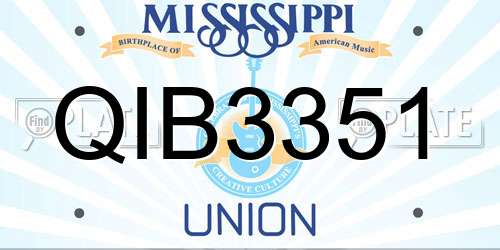QIB3351 Mississippi License Plate