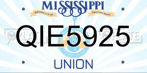 QIE5925 Mississippi License Plate