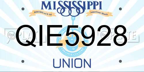 QIE5928 Mississippi License Plate