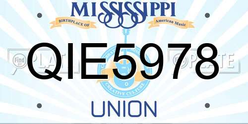 QIE5978 Mississippi License Plate