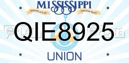 QIE8925 Mississippi License Plate