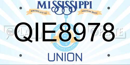QIE8978 Mississippi License Plate