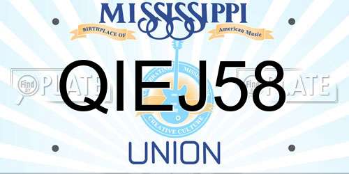 QIEJ58 Mississippi License Plate
