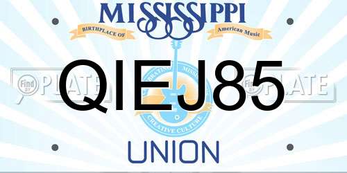 QIEJ85 Mississippi License Plate