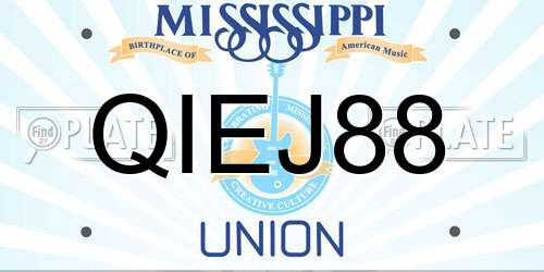 QIEJ88 Mississippi License Plate