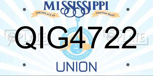 QIG4722 Mississippi License Plate