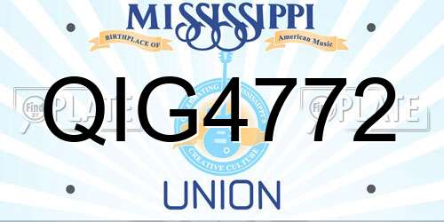 QIG4772 Mississippi License Plate
